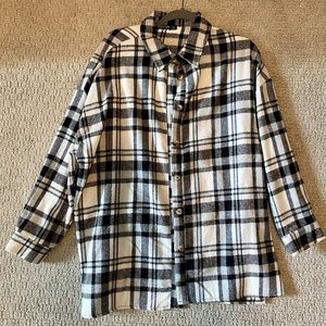 Black and White Long Sleeve Plaid Shirt, Nasty Gal x Maeve Reilly, Size S/M, New